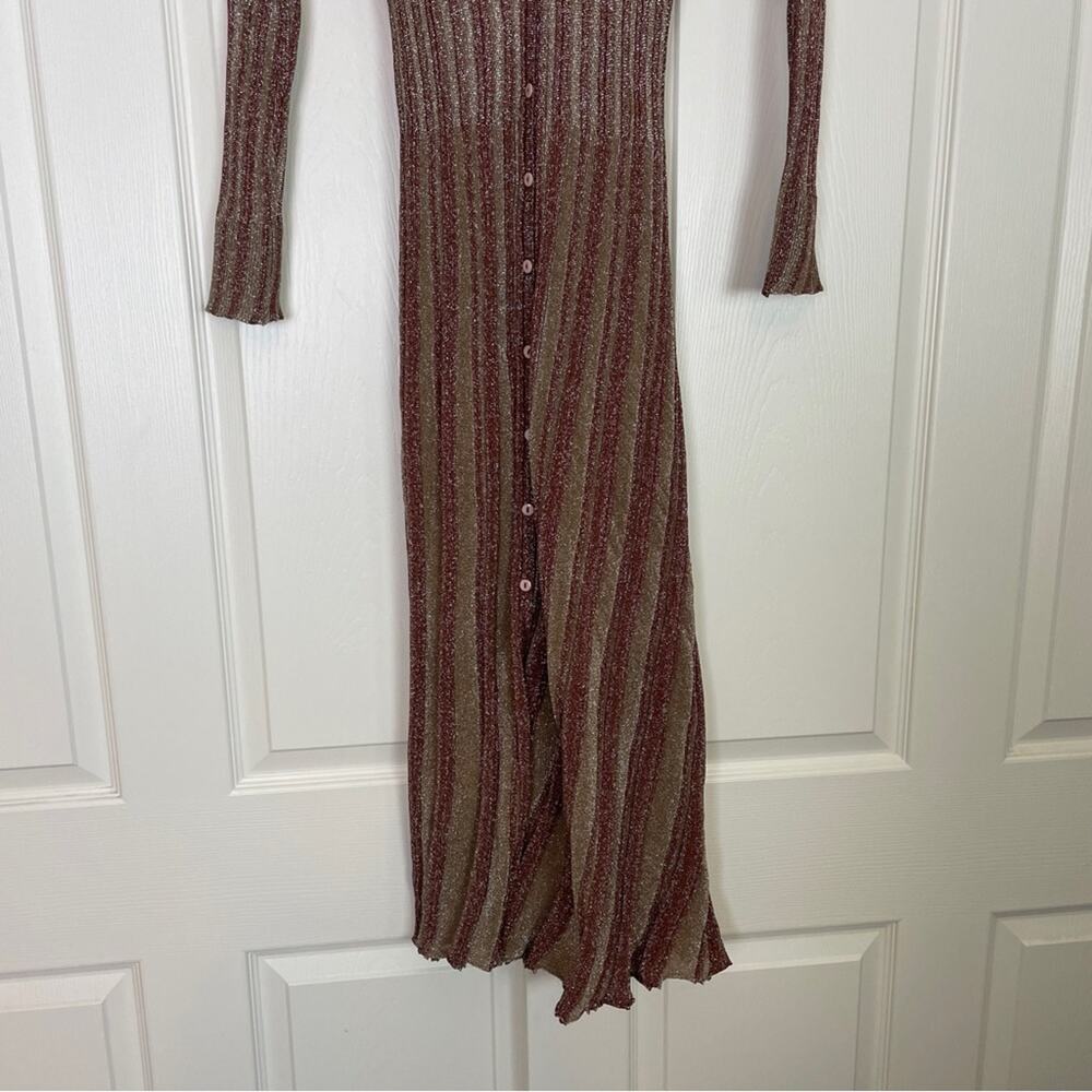 MISA Los Angeles Rafael Metallic Knit Cardigan Midi Dress Glam Sz M - Picture 4 of 11